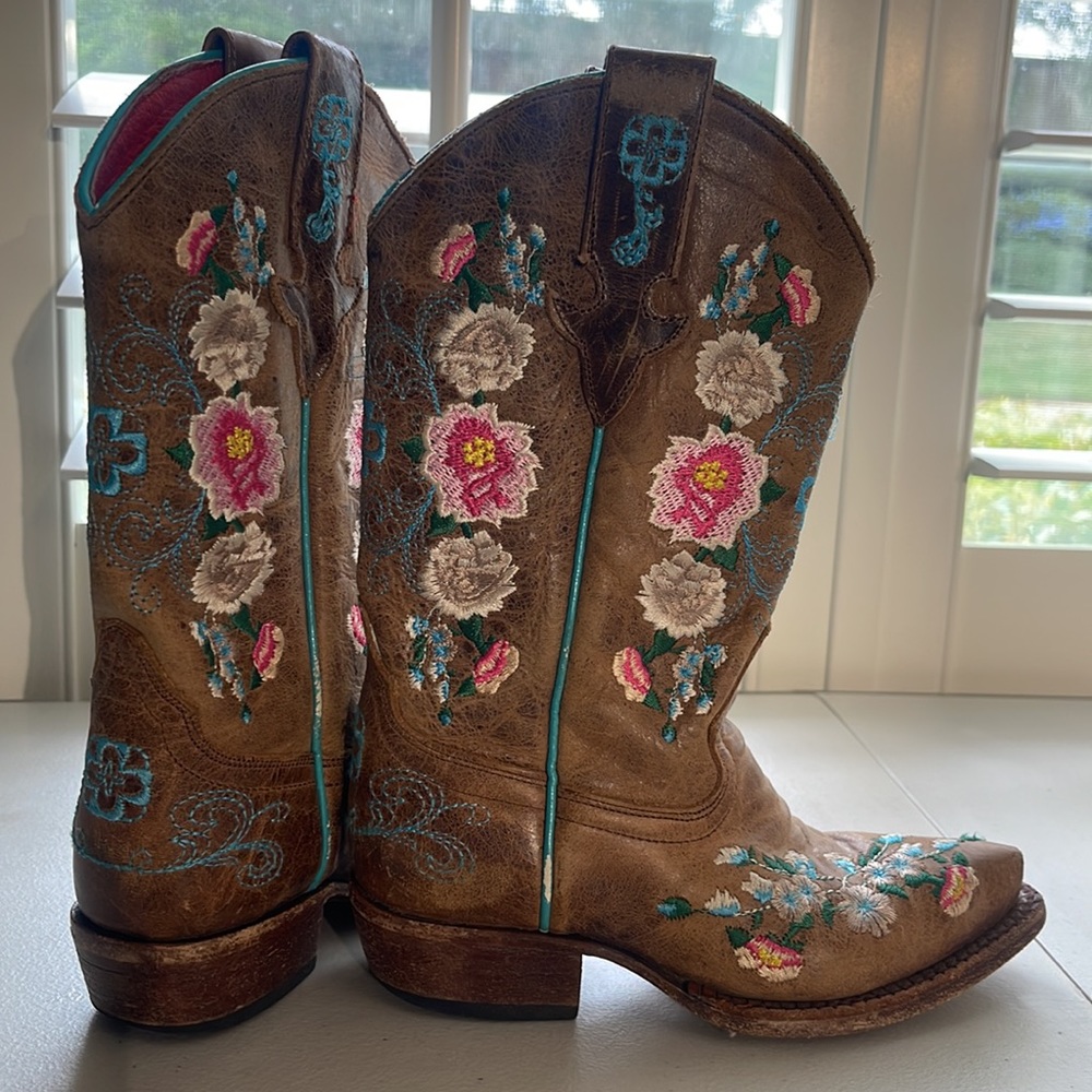 Macie Bean Cowboy Boots embroidered Girls Honey Bunch Sz 11